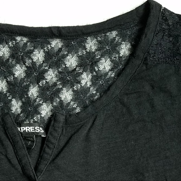 Express Black Lace Baseball Tee, Size S - Picture 6 of 6